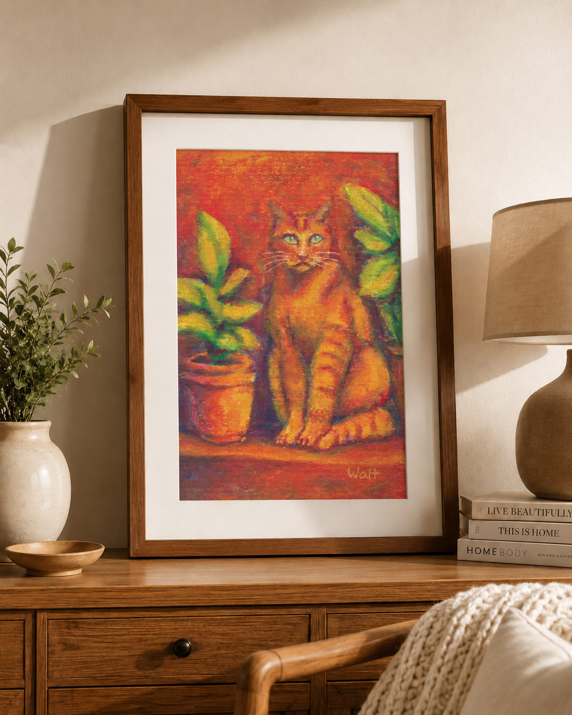 it's a cat on a shelf